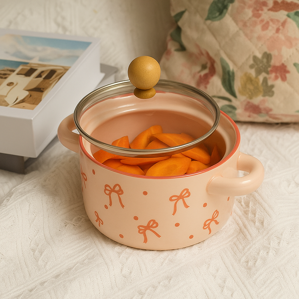 Bow Pattern Ceramic Bowl with Lid