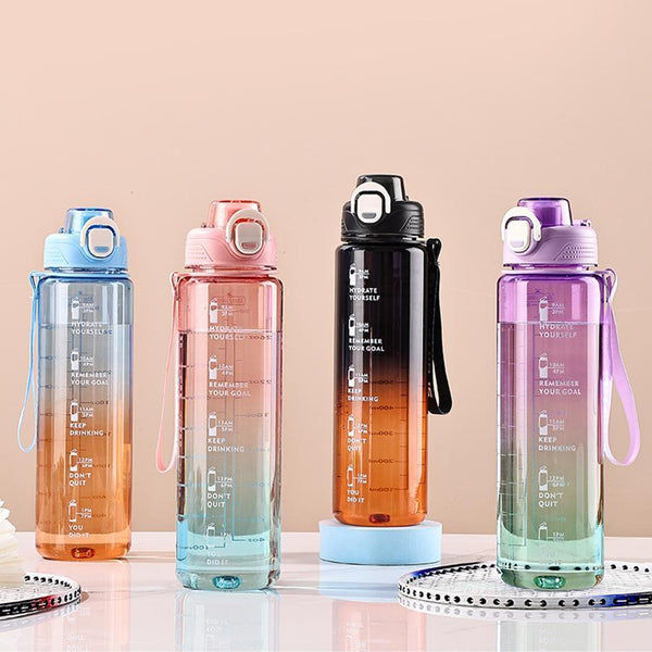 Gradient Water Bottle with Time Markers (1L)