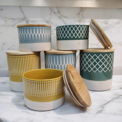 Nordic Thesame Storage Jars with Bamboo Lids
