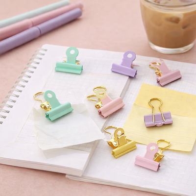 10-Piece Solid Pastel Binder Clips Set