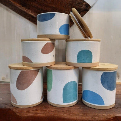 Minimalist Ceramic Storage Jars with Bamboo Lids