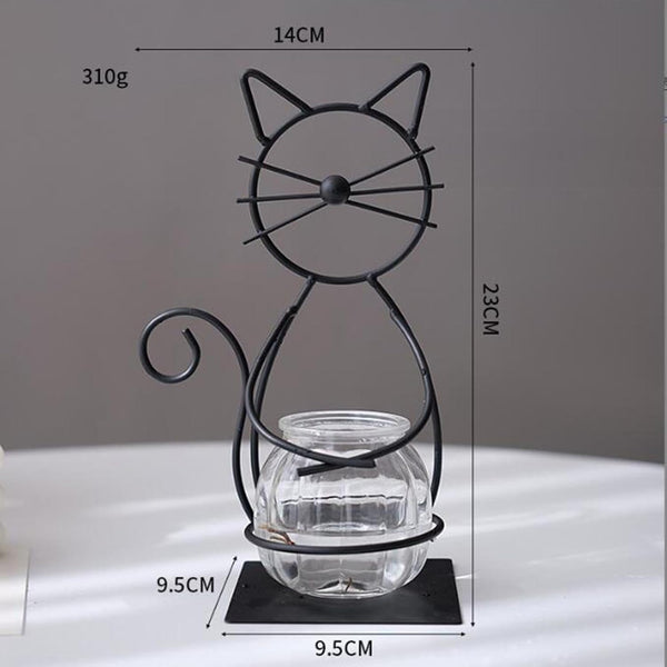 Metal Cat Hydroponic Planter
