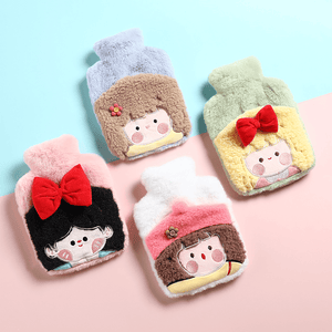 500ml kids hot water bag with cute cartoon character cover