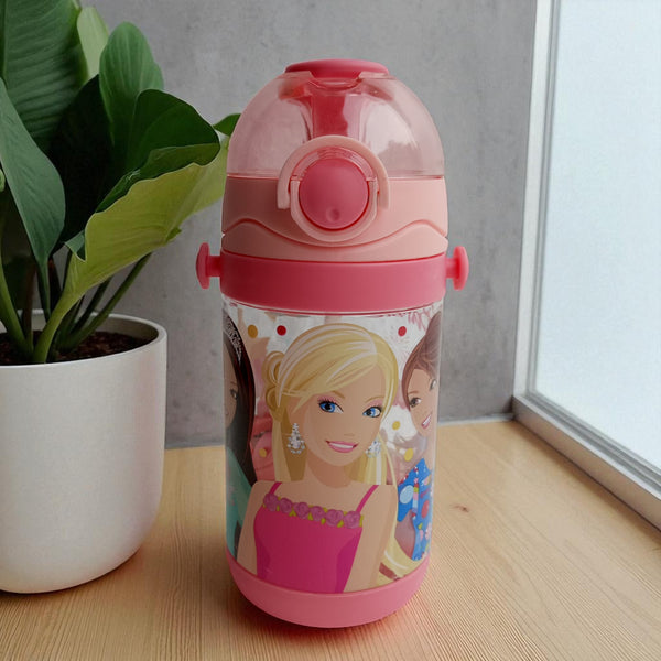 Barbie Fuse Kids Plastic Water Bottle with Pop-Up Lid (450ml)