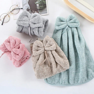 Bow-Knot Hanging Fleece Face & Hand Towel