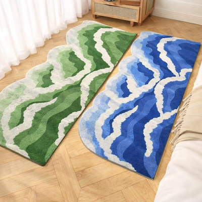 Abstract Wave Bathroom Runner Rug