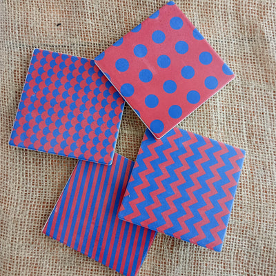 Colorful Porcelain Coasters with Fun Patterns (Set of 4)