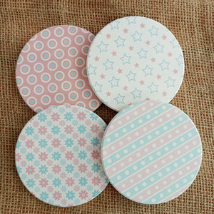 Porcelain coaster with pastel pattern