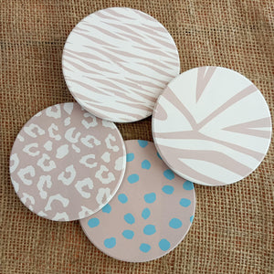 Porcelain coaster with soft print pattern