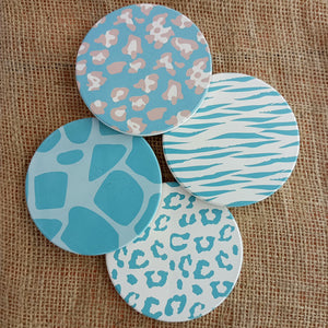 Porcelain coaster with natural green pattern