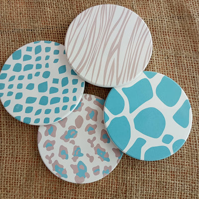 Porcelain Coasters with Wild Print Patterns (Set of 4)