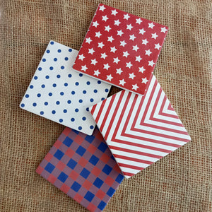 Playful patterned porcelain coaster for tabletop protection