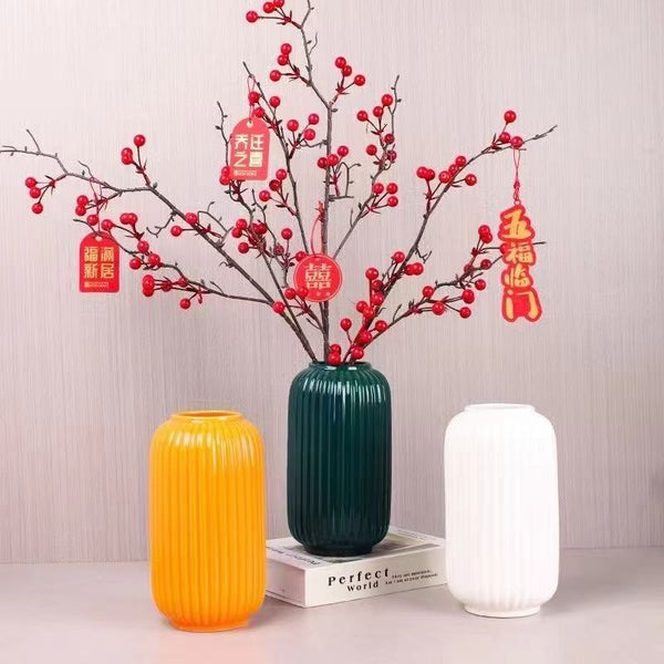 Minimalist Ribbed Ceramic Vase