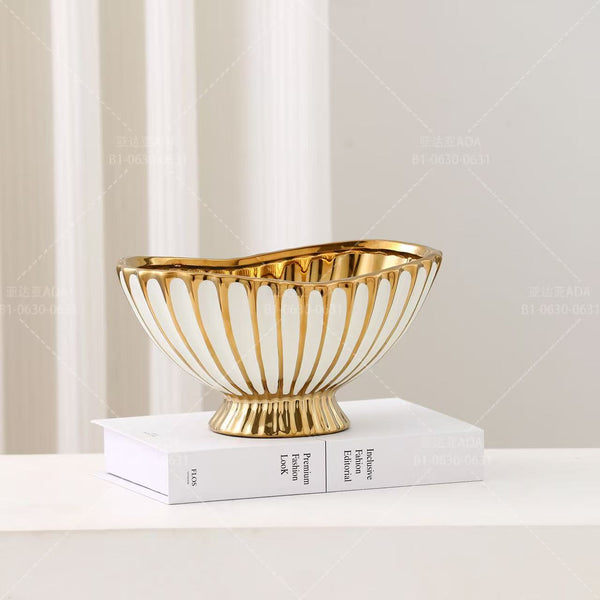 Glossy Ceramic White Decorative Centerpiece