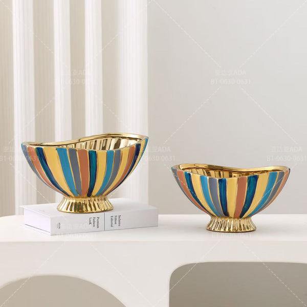 Glossy Ceramic Pedestal Decorative Centerpiece