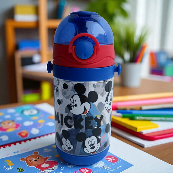 Mickey Mouse Kids Plastic Water Bottle with Pop-Up Lid (450ml)
