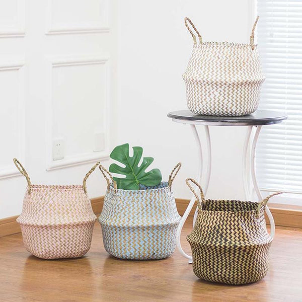 Patterned Handwoven Seagrass Basket (XL)