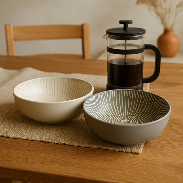 Radial Design Ceramic Serving Bowl (8inch)
