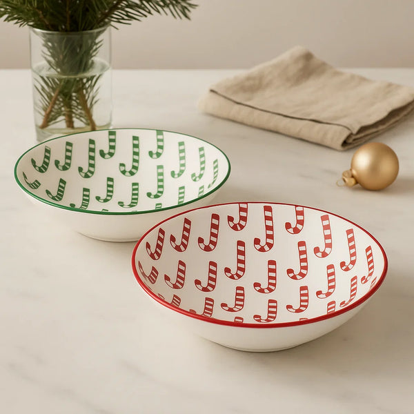 Candy Cane Ceramic Bowl (10 inch)