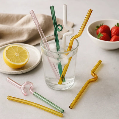 Reusable Curved Glass Straws (Set of 2)