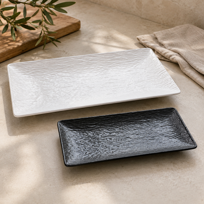 Textured Rectangular Sushi Ceramic Serving Platter
