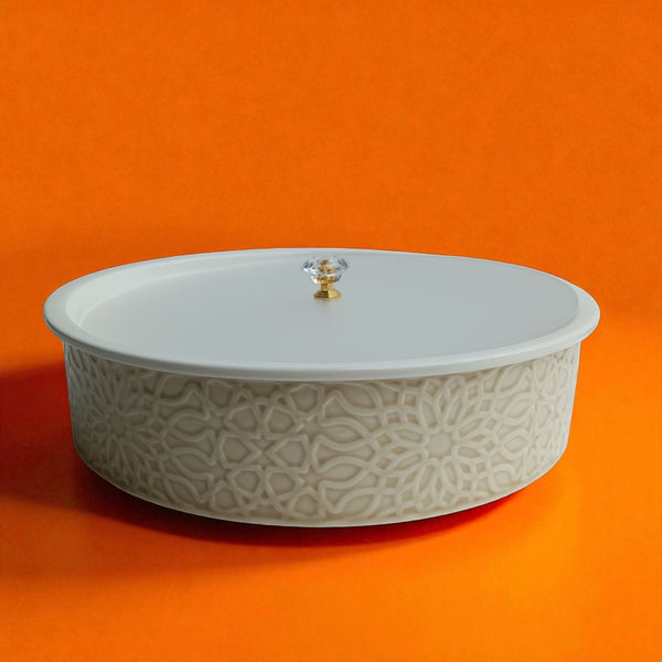 Round Ceramic Storage Bowl with Acrylic Lid (11 inch)