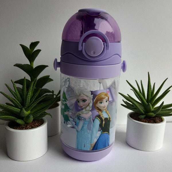 Frozen Kids Plastic Water Bottle with Pop-Up Lid (450ml)