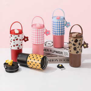 800ml gingham print stainless steel tumbler