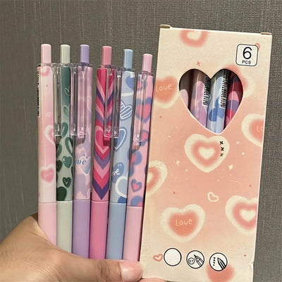 Heart Pattern Gel Pen (Set of 6)
