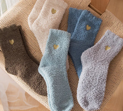 Gold Heart Stamp Woolen Socks