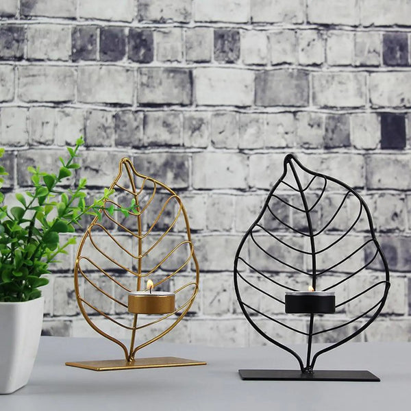Leaf-Shaped Metal Candle Holder