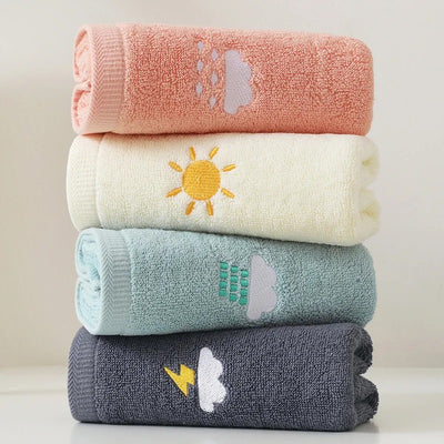 Embroidered Motif Fleece Face & Hand Towel
