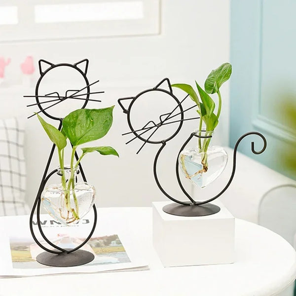 Metal Cat-Shaped Hydroponic Planter