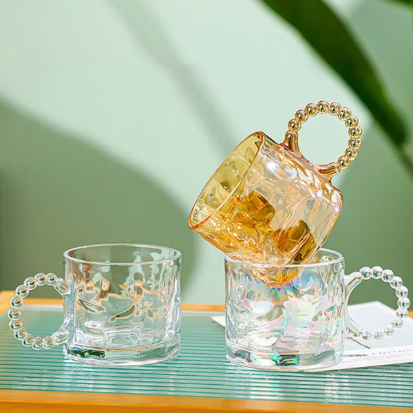 Iridescent Glass Mug with Beaded Handle (300ml)