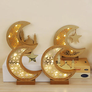 Moon Star Wooden Light Ornaments