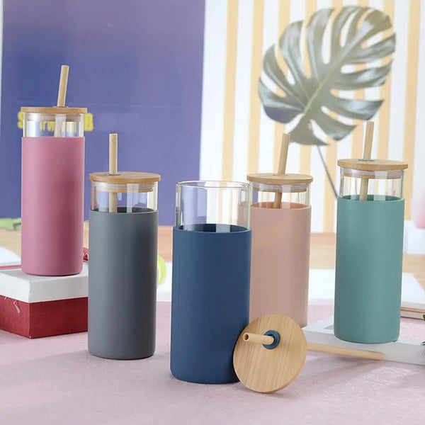 Chic Glass Tumbler with Bamboo Lid (500ml)