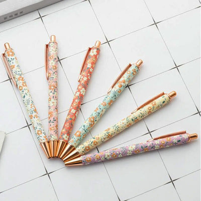 Floral Metal Ball Pen with Black Refill Ink