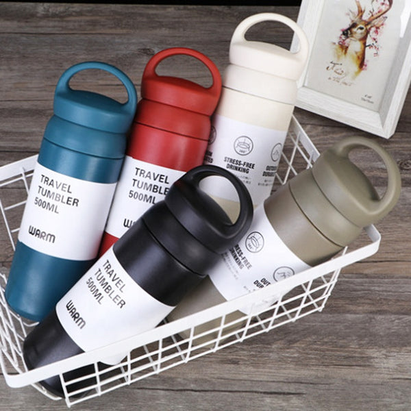 Matte Stainless Steel Water Bottle with Handle (500ml)