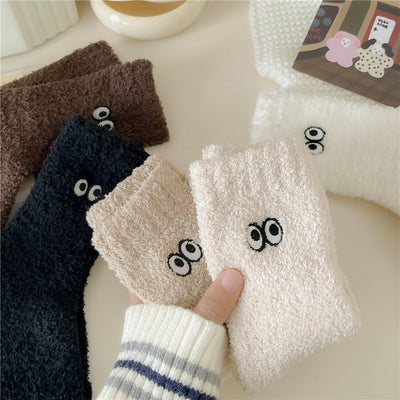 Fuzzy Cartoon Eyes Socks
