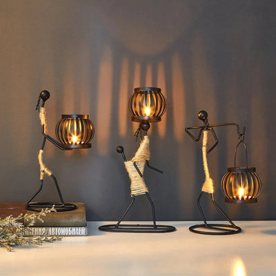 Tribal Wire - Metal Art Candle Holder