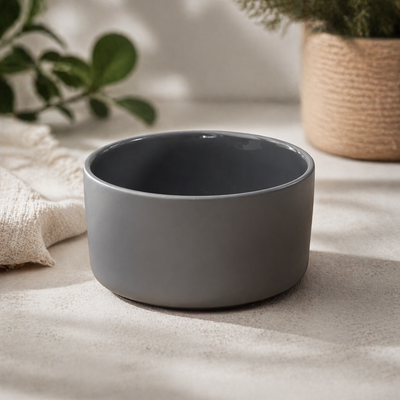 Round Grey Ceramic Serving Bowl (5.5 inch)