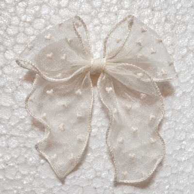 Sheer Organza Hair Bow - White