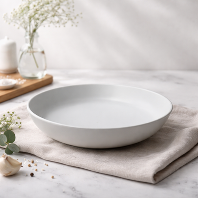 Essential White Ceramic Pasta Bowl (8.5 Inch)