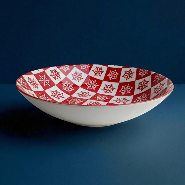 Tiled Red Ceramic Serving Bowl (10inch)